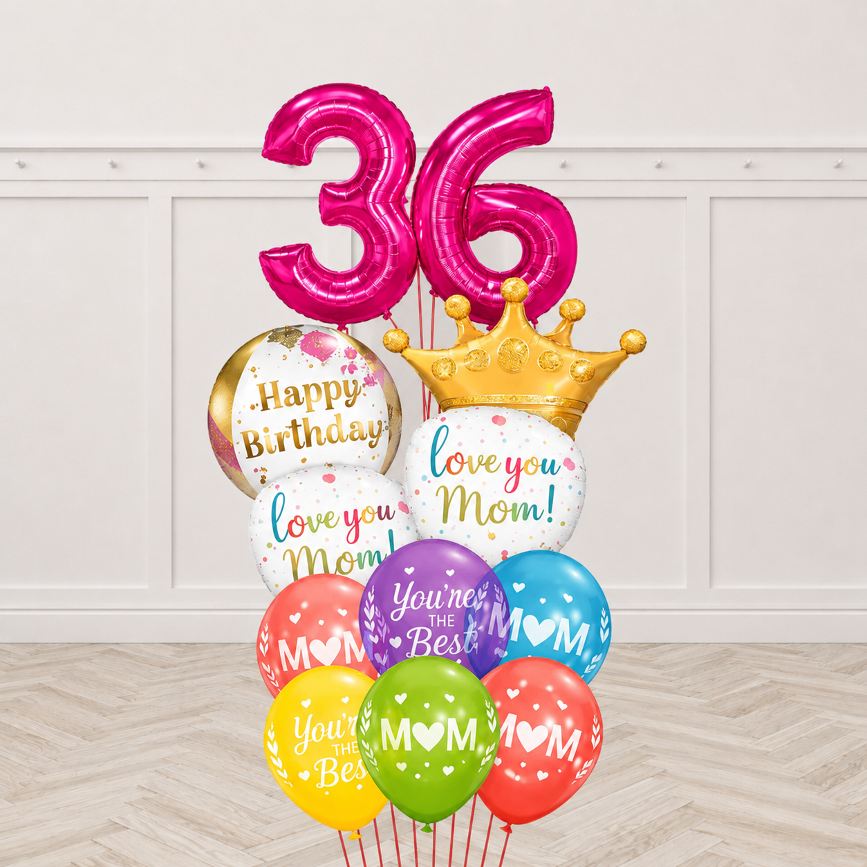 Any Two Number Mom You Rule Birthday Gemz Orbz Balloon Bouquet
