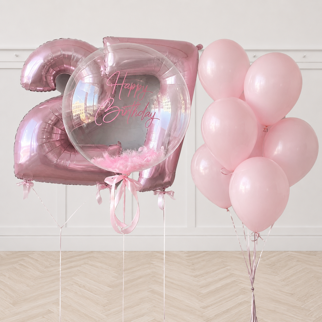 Any two number with Personalized Bubble Balloons with Feather inside