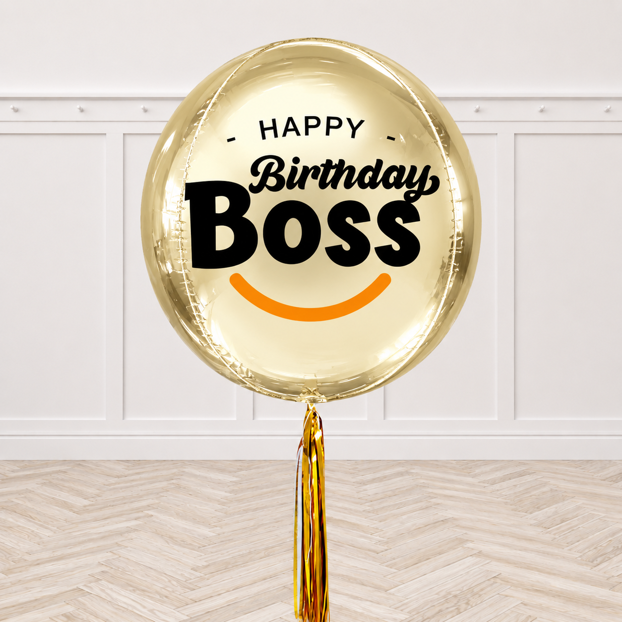Happy Birthday Boss Custom Text ORBZ Balloons - 15inches Round Foil