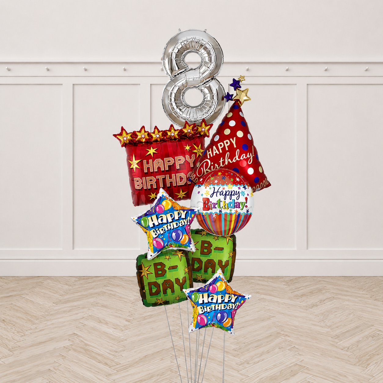 Any Number TNT mine craft Party Happy Birthday Big Balloon Bouquet