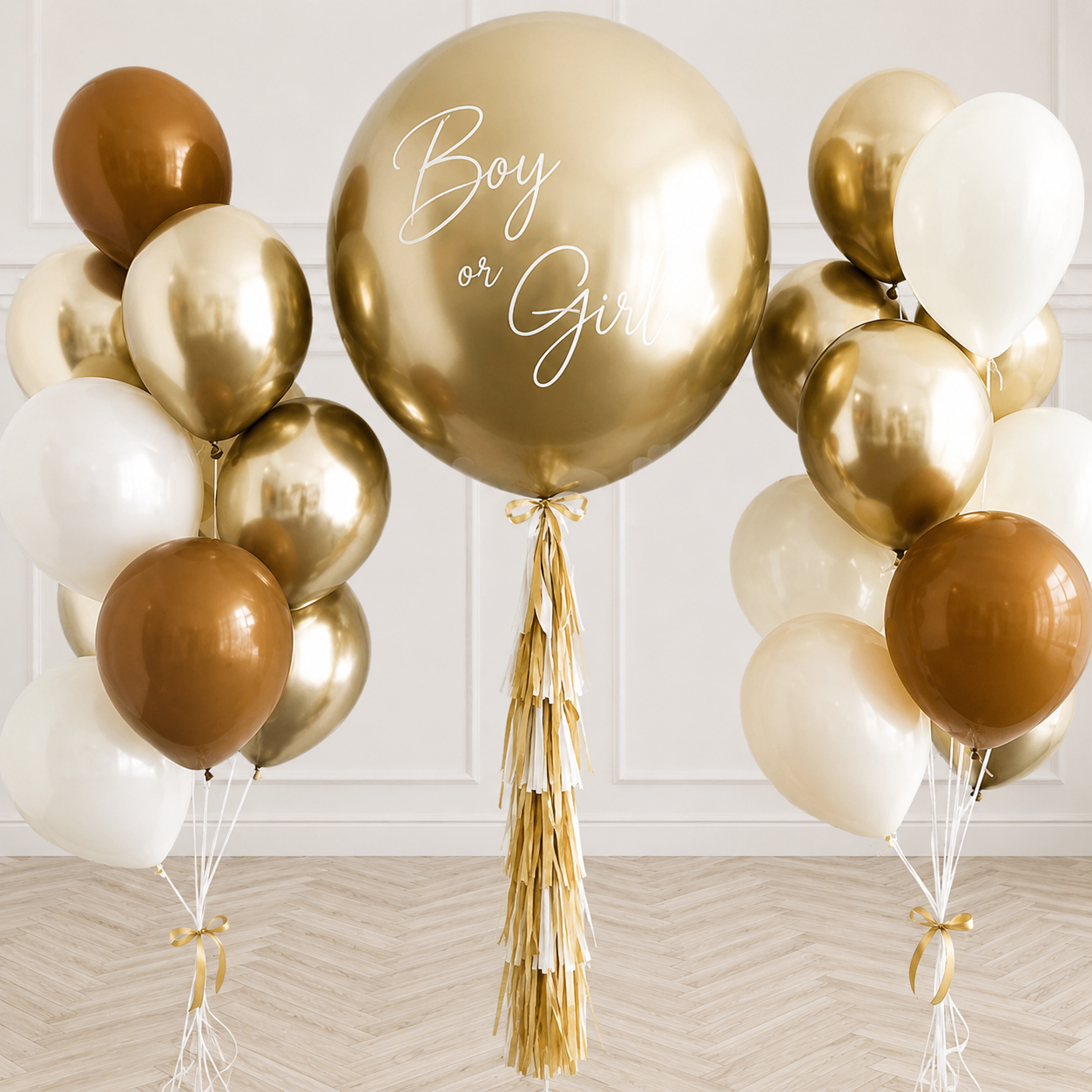 Classy Golden Gender Reveal Balloon Set