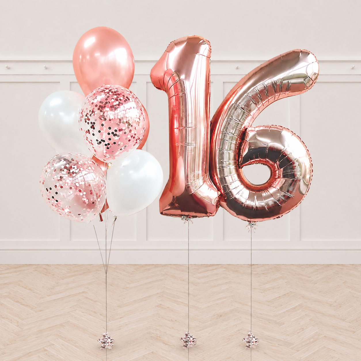 Any Two Number Rosegold Confetti Balloon Bouquet