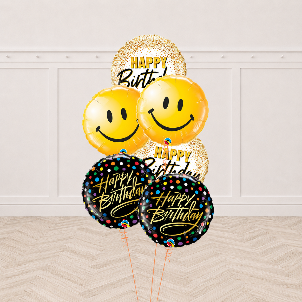 Birthday Confetti Smiley Birthday Balloon Bouquet