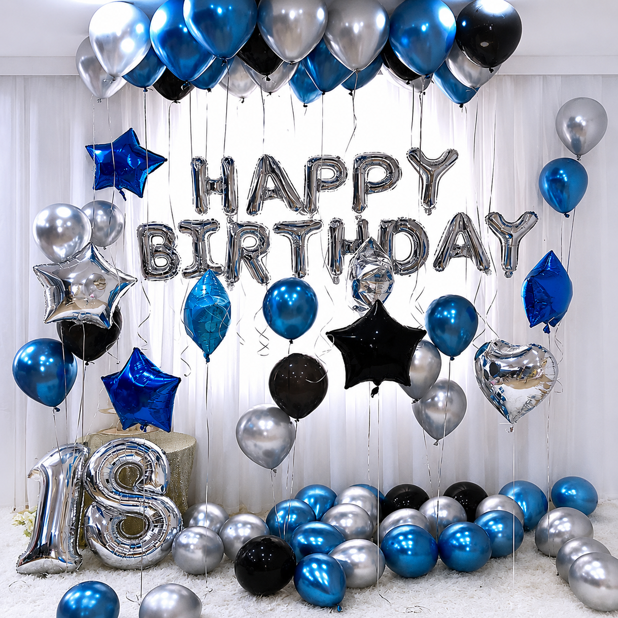 Any Two Number Chrome Party Small Set-Up Party Package - Room Decoration