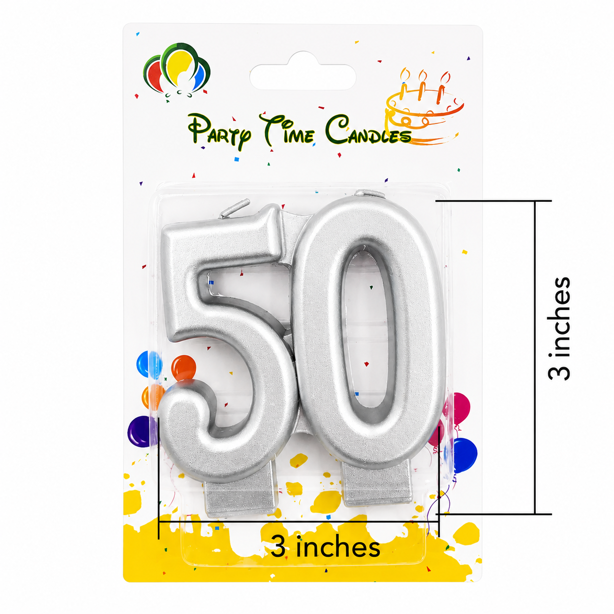 Number 50 Candle Silver