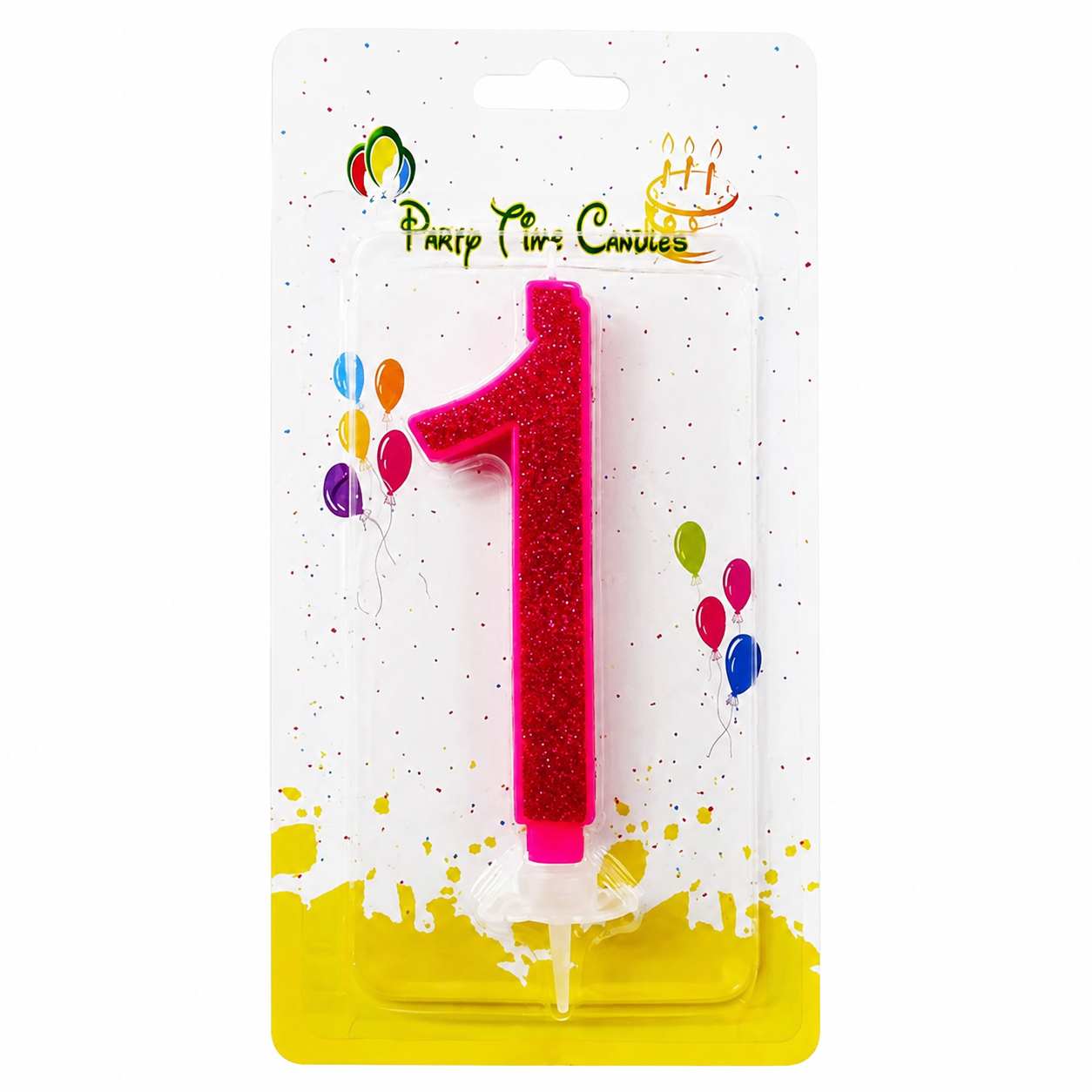 BIG Glittery Pink/Magenta Number 1 Party Candles