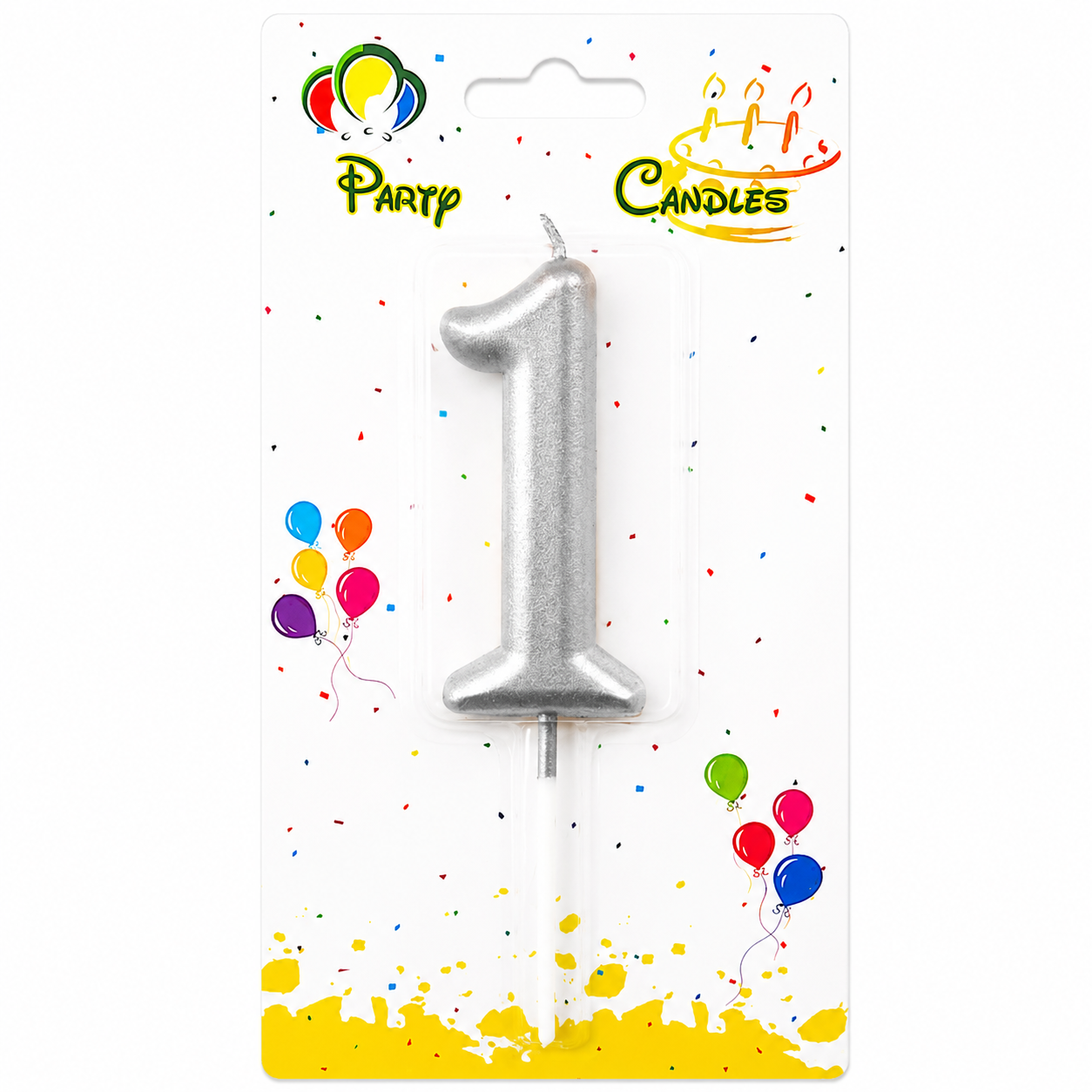 Silver Number Party Candles - PLEASE SELECT NUMBER