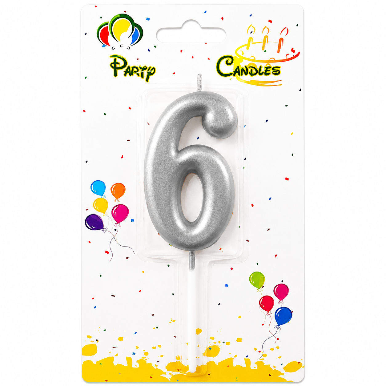 Silver Number Party Candles - PLEASE SELECT NUMBER