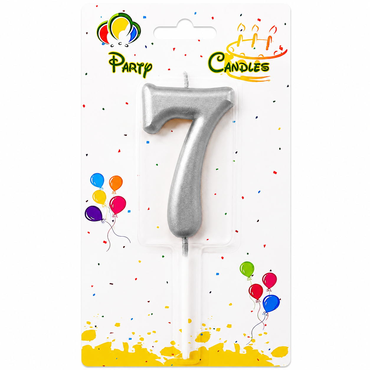 Silver Number Party Candles - PLEASE SELECT NUMBER