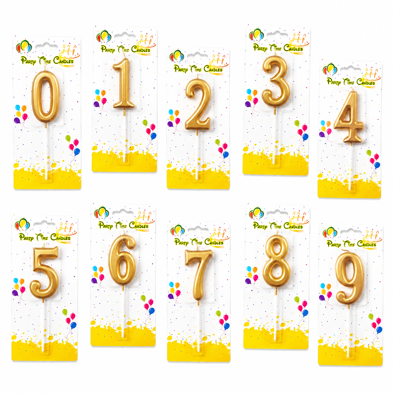 Golden Number Party Candles - PLEASE SELECT NUMBER