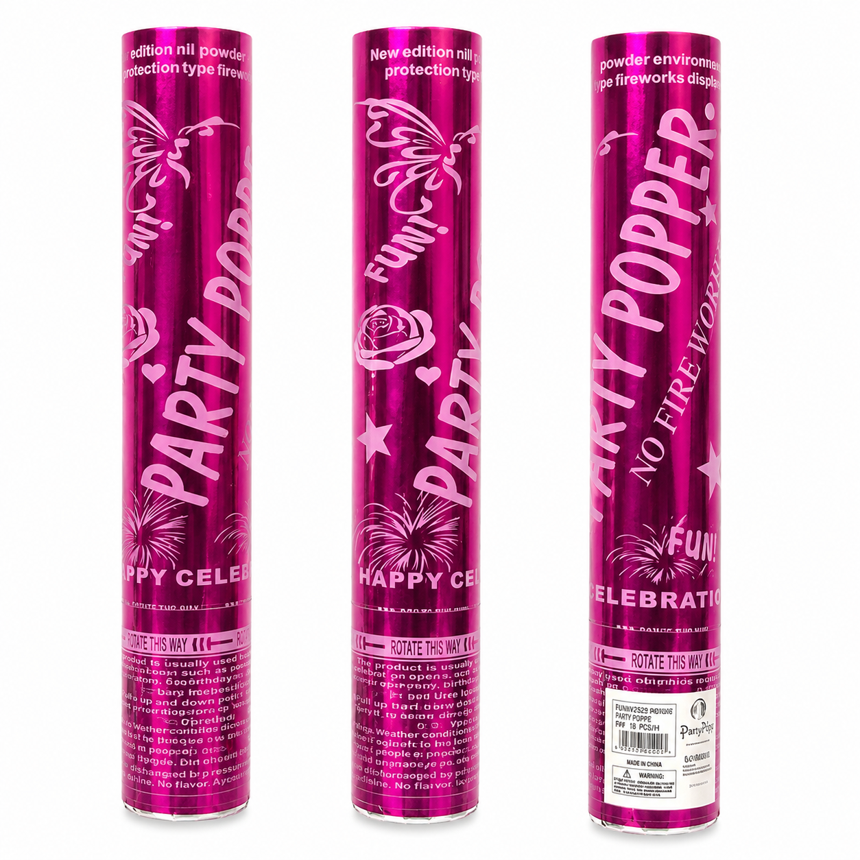 Magenta Confetti Popper Set of 4