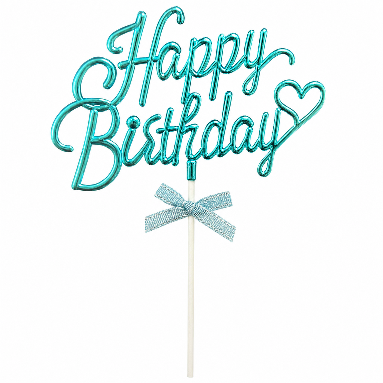 Cursive Happy Birthday Cake Topper Blue
