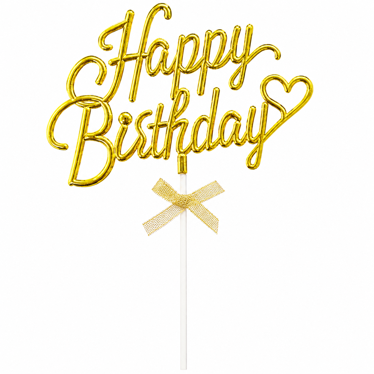 Cursive Happy Birthday Cake Topper Gold