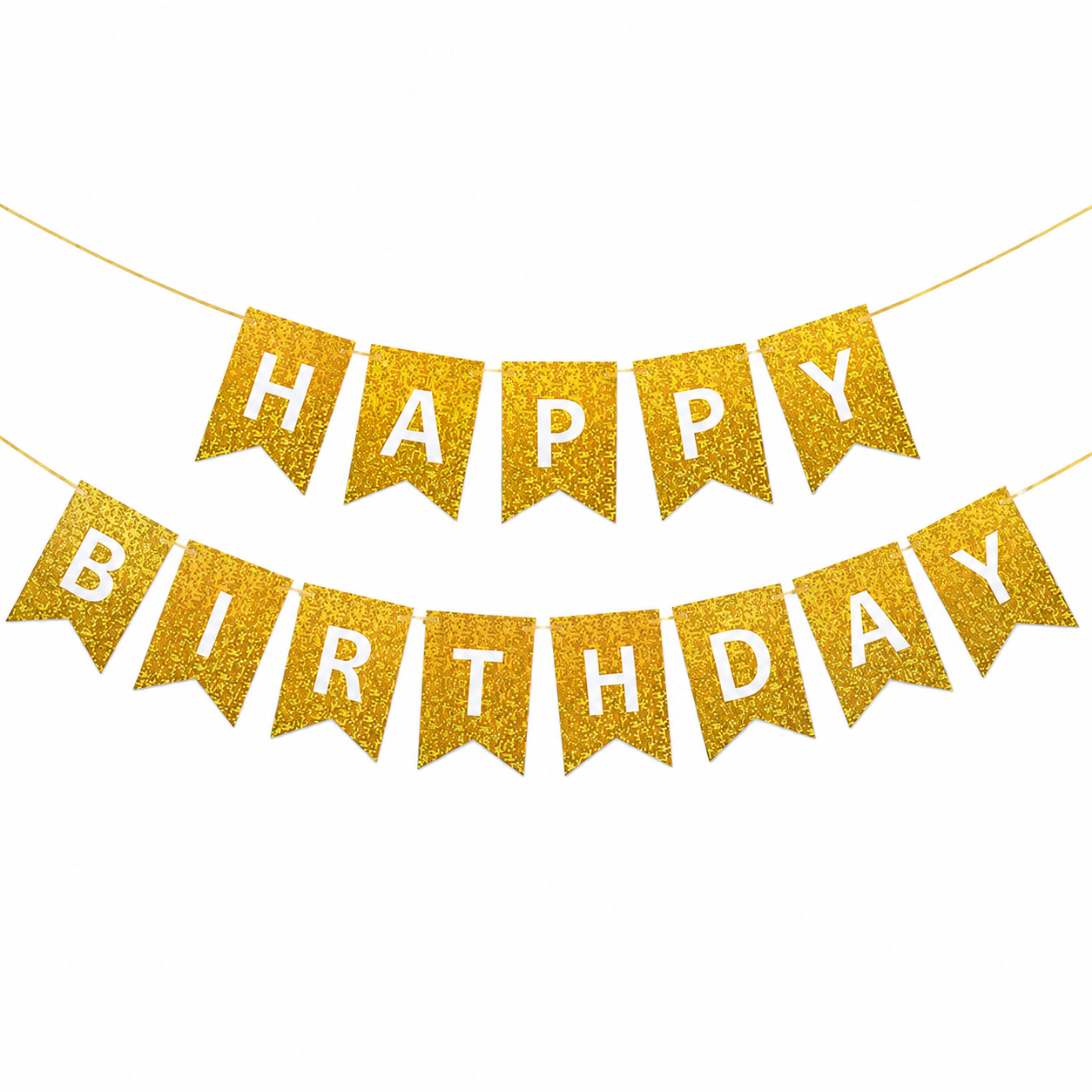 Happy Birthday Banner Prismatic Gold – Party Decorations