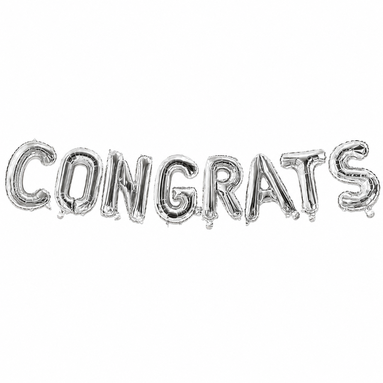 16" SILVER Congrats Alphabet Foil Balloons Banner NO HELIUM / NON-FLYING