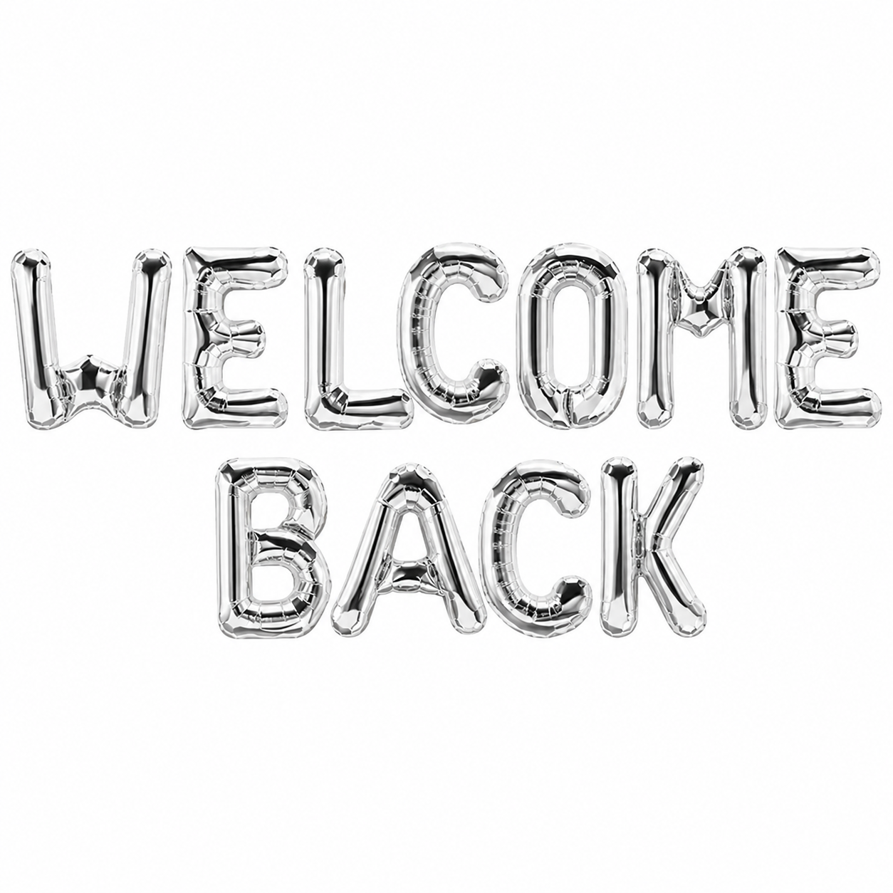 16" Welcome Back Alphabet SILVER Foil Balloons Banner NO HELIUM / NON FLYING