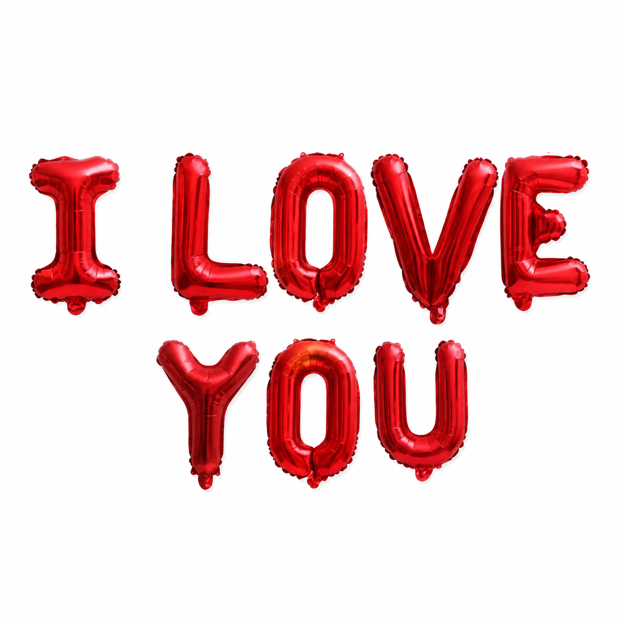 16" I Love You Alphabet Foil Balloons Banner - RED - Air-Filled - NON FLYING / NO HELIUM