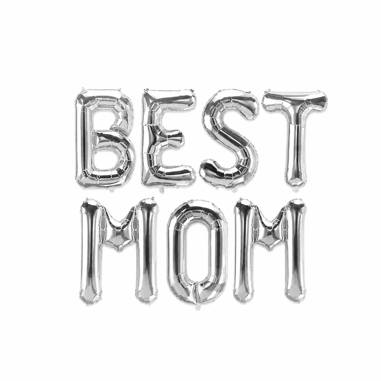 16" BEST MOM Alphabet Foil Balloons Banner - SILVER - Air-Filled - NON FLYING / NO HELIUM