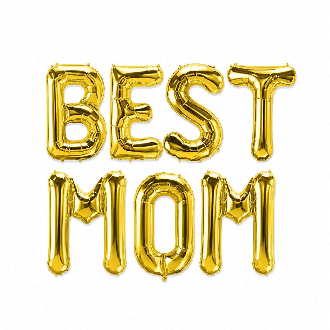 16" BEST MOM Alphabet Foil Balloons Banner - GOLD Air-Filled - NON FLYING / NO HELIUM
