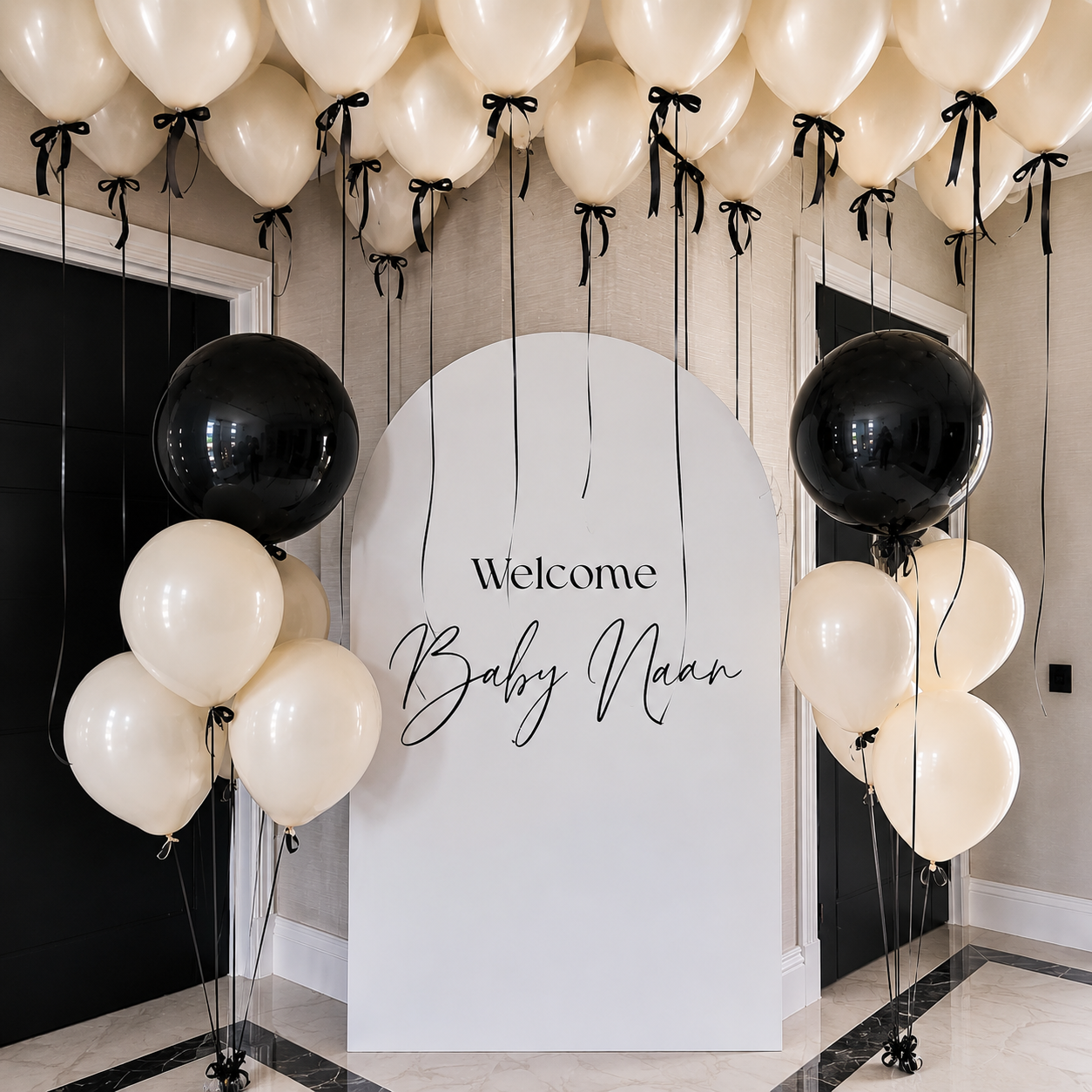 Cream Aesthetic Ceiling Balloon with Backdrop