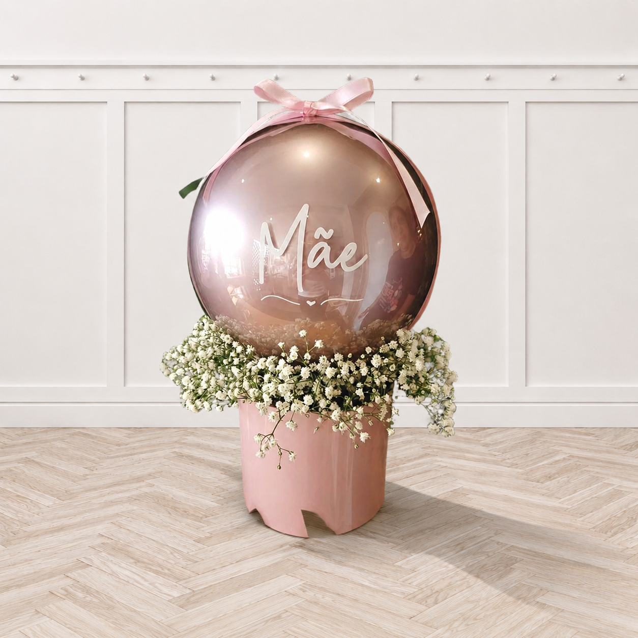 Small Personalized Hot Air Inspired Gypsophila Arrangement β Pre-Order 1 Day in Advance