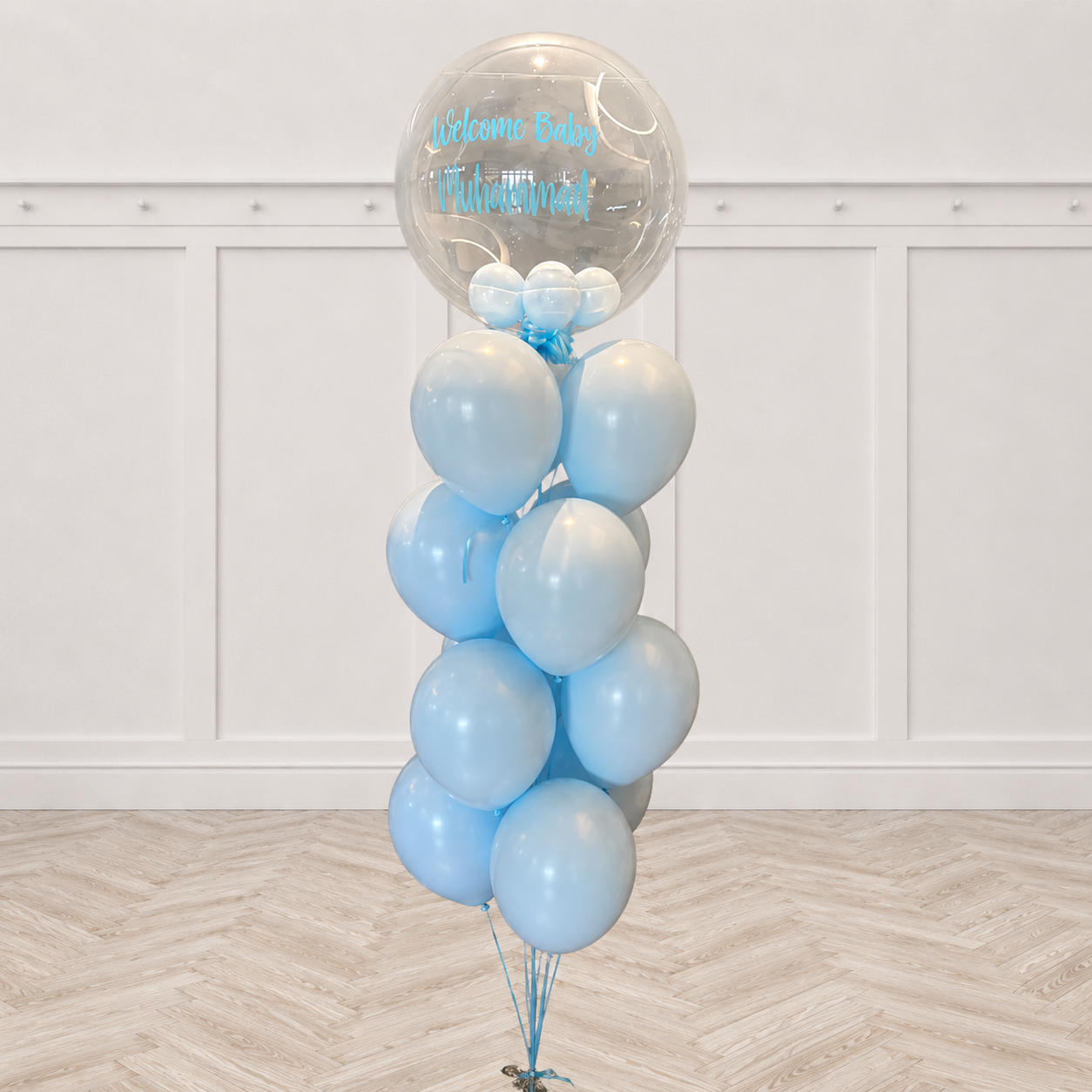 Personalized Blue Bubble Balloon with Balloon Filling Inside – Pre-Order 1 Day in Advance