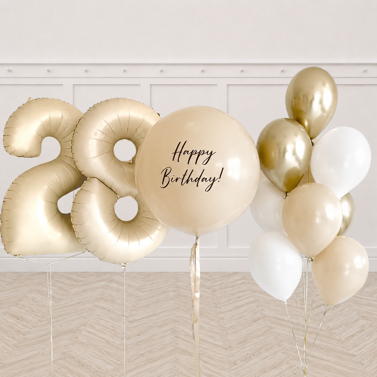 Any Two Number with Custom Text Aesthetic Balloon Bouquet Set