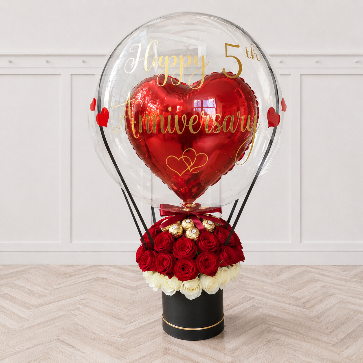 24inches Heartly Bubbles Personalized with Choco Hot Air Inspired Flower Arrangement PRE-ORDER 1DAY in advance