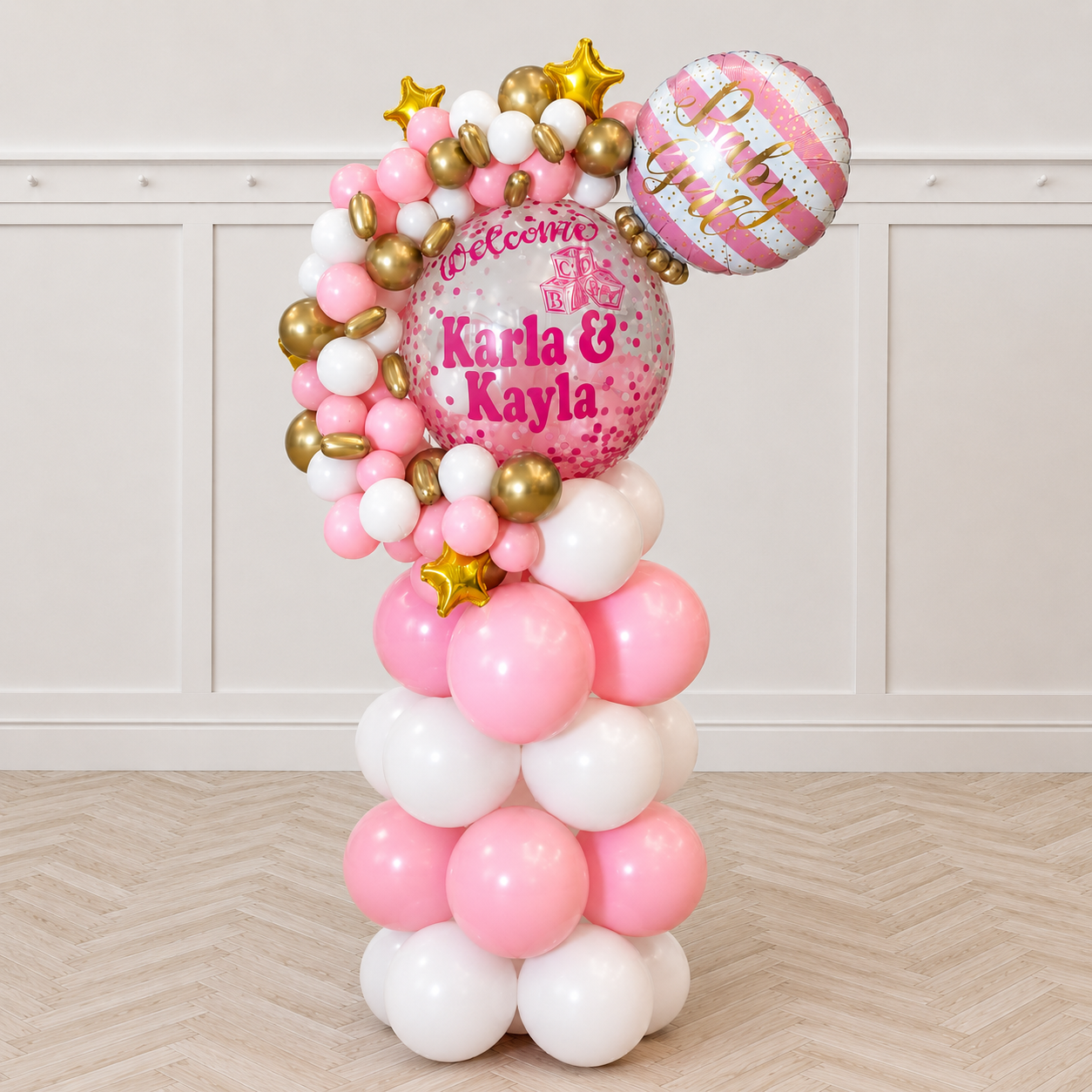 Girl Custom Text Balloon Arrangement BEST for ROOM DECOR / MIDI For Table / PILLAR for ENTRANCE)