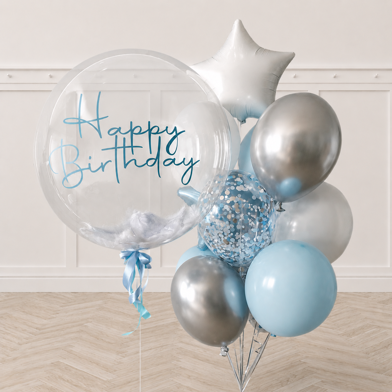 Custom Text Bubble with Featheri Balloons Bouquet PRE-ORDER 1DAY In Advance