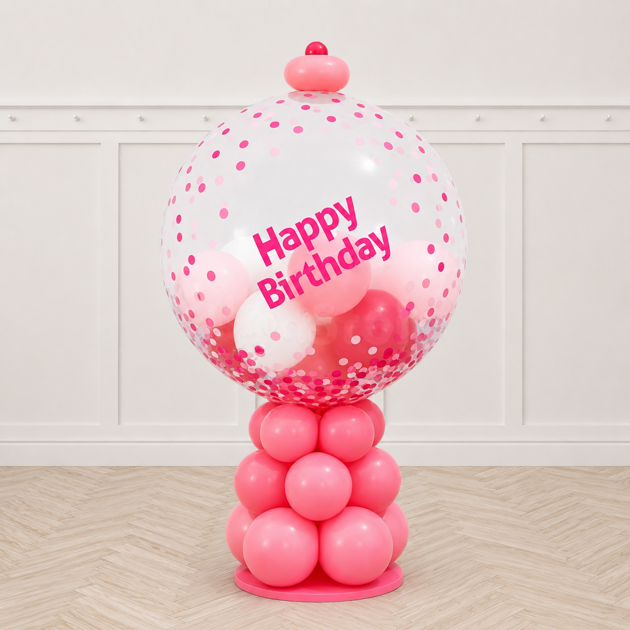 Custom Text Pink BubbleGum Machine Birthday Balloon Arrangement