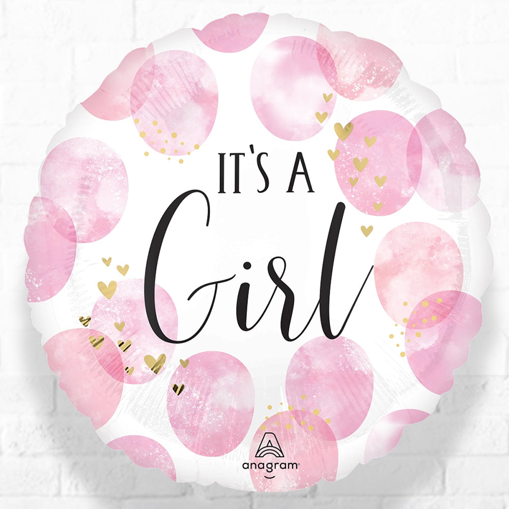 Baby Girl Pink WaterColor Foil Balloons