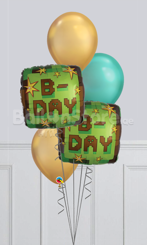 TNT Mine craft Party B-Day Chrome Balloon Bouquet
