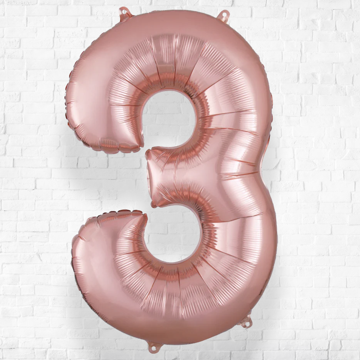 Number Three Rose Gold Helium Filled