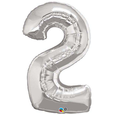 Number Two(2) Silver Helium Filled