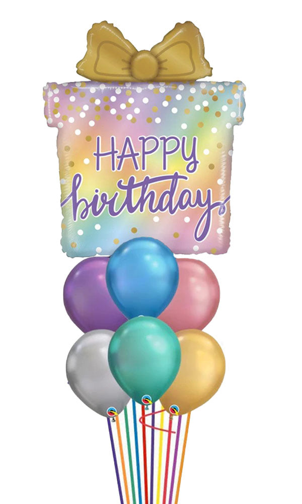 Opal Birthday Chrome Balloon Bouquet With Weight