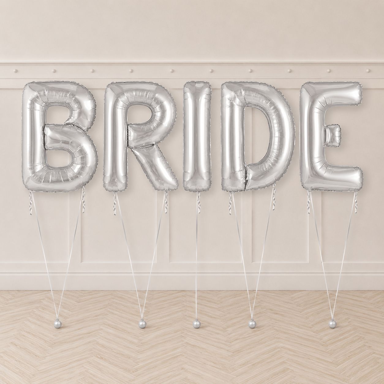 Silver “BRIDE” Helium Letter Balloon Package