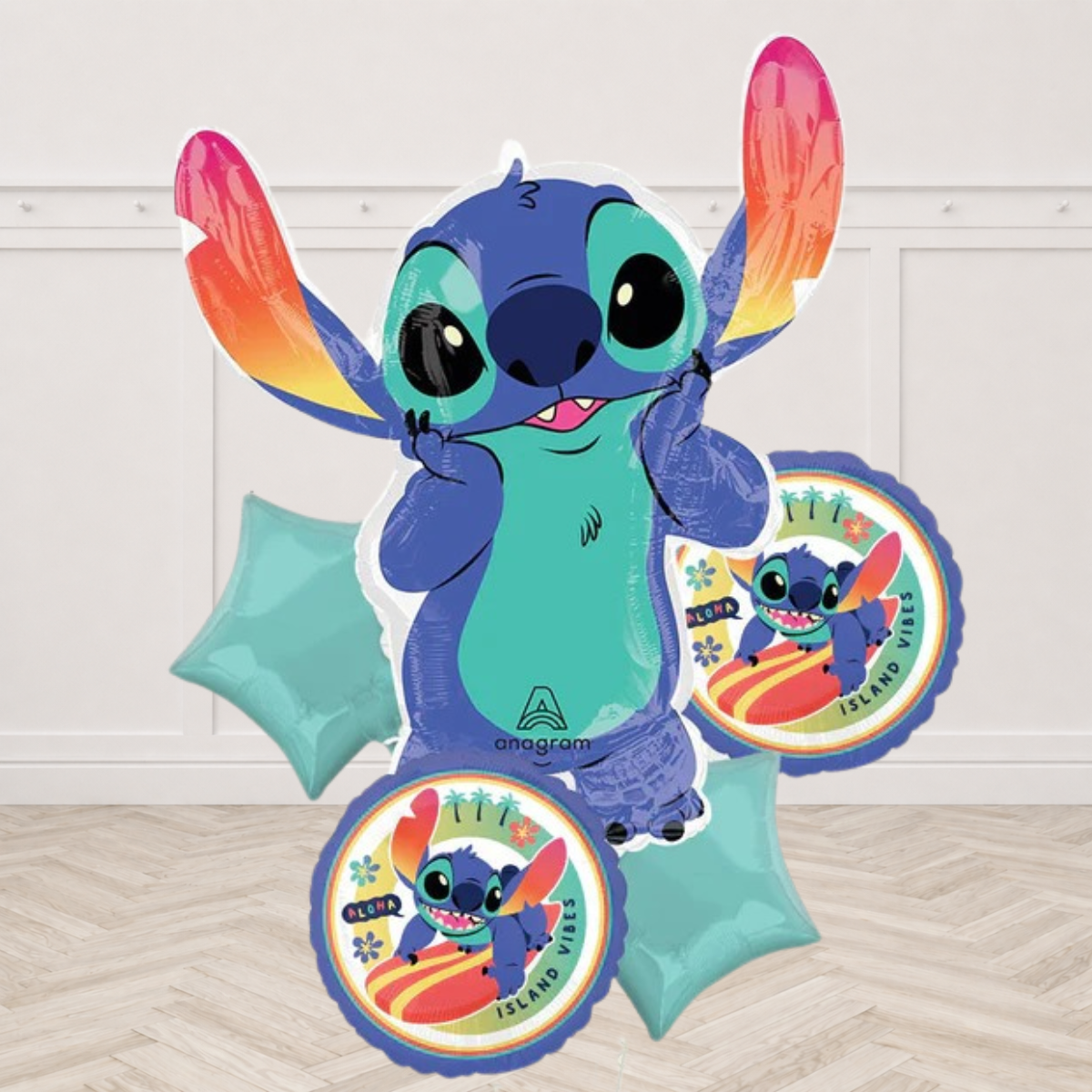 Disney Stitch Foil Balloon Bouquet 5pcs With Weight