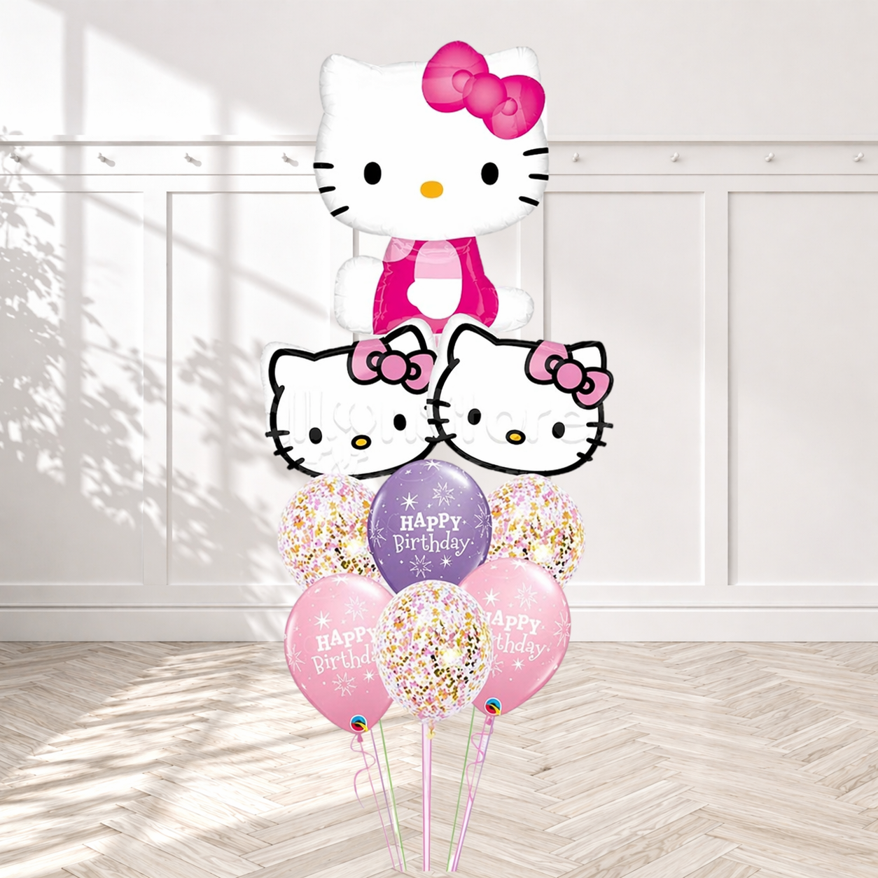 Hello Kitty Confetti Sparkle Birthday Balloon Bouquet