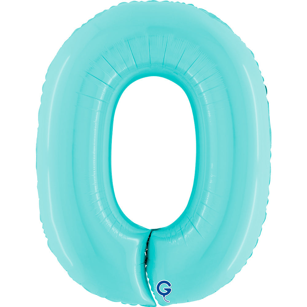 Number 0 Pastel Blue 40inch Helium Filled