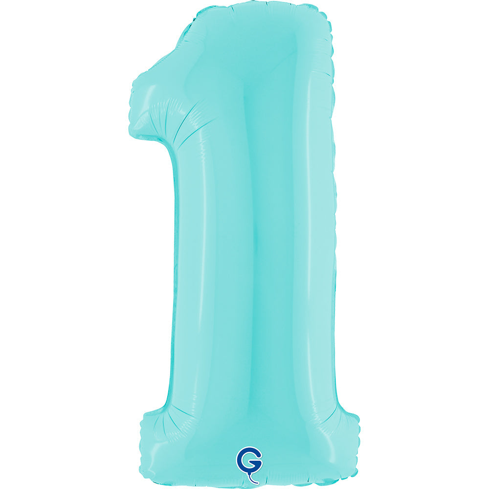 Number 1 Pastel Blue 40inc Helium Filled