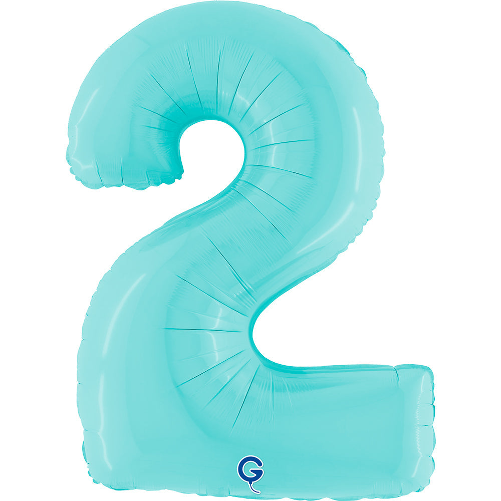 Number 2 Pastel Blue 40inc Helium Filled