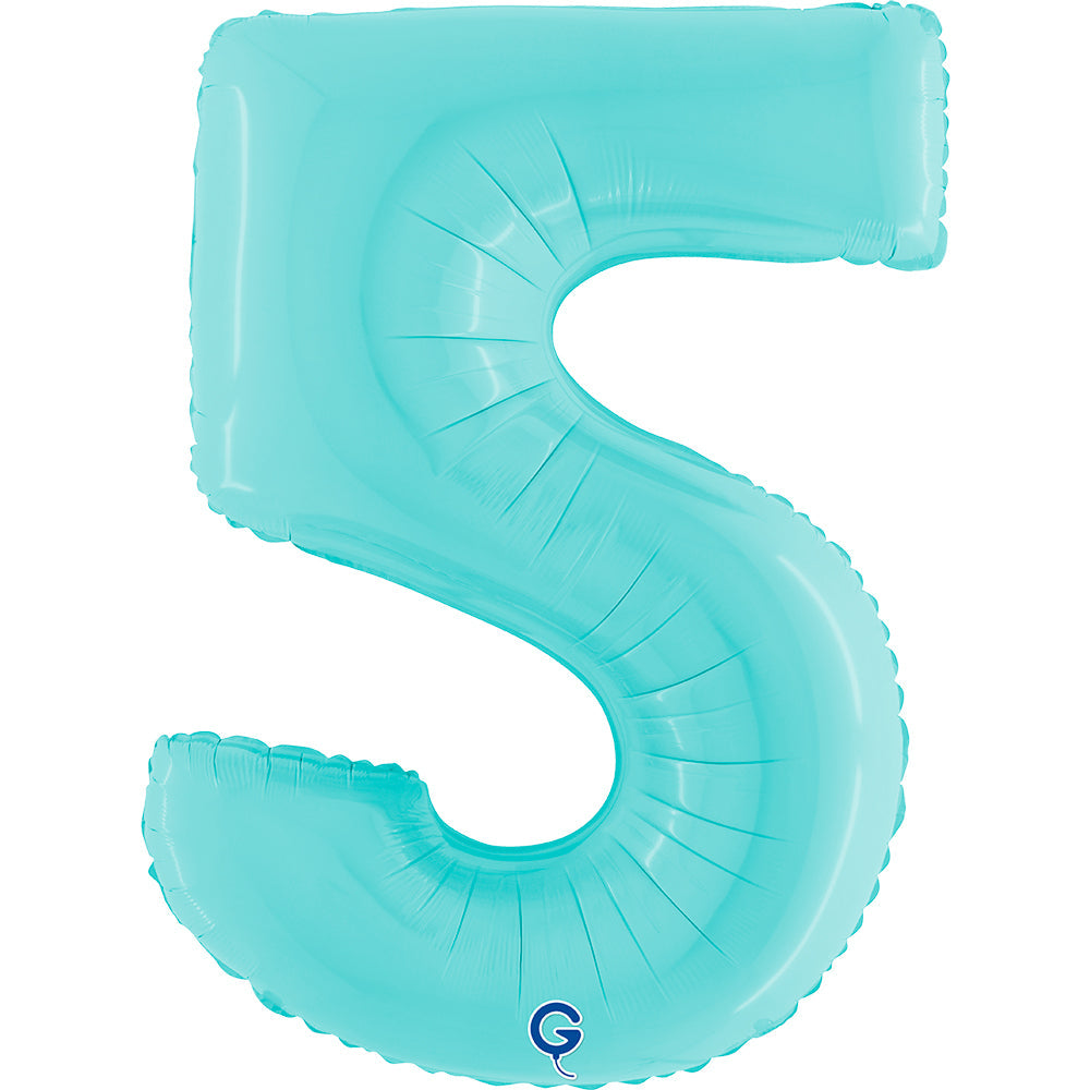 Number 5 Pastel Blue 40inc Helium Filled