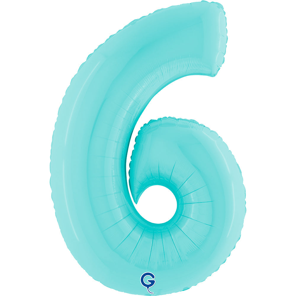 Number 6 Pastel Blue 40inc Helium Filled