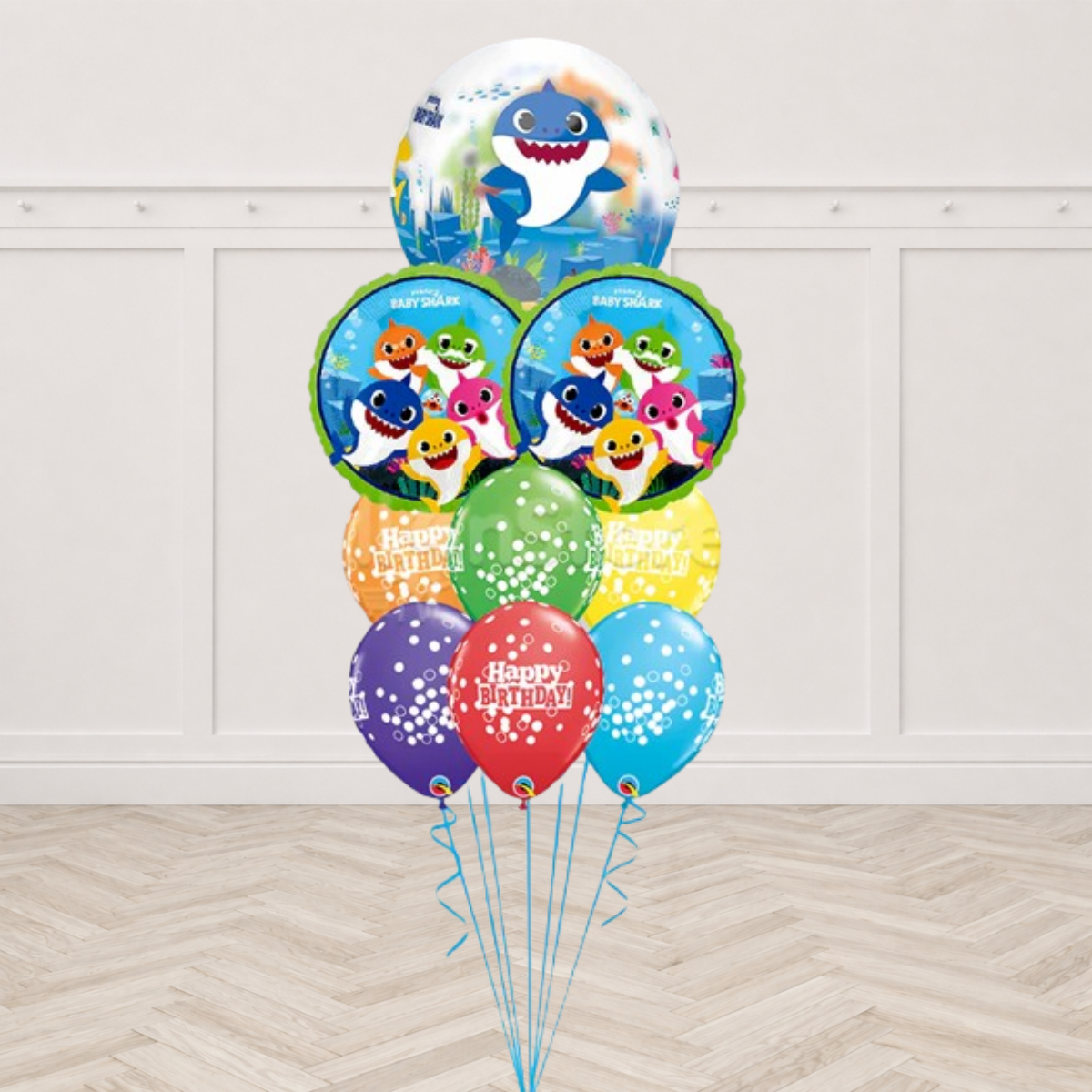 Baby Shark Orbz Birthday Confetti Dots Balloon Bouquet