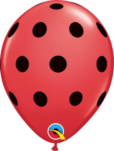 Red with Black Big Polka Latex. - Lady Bug