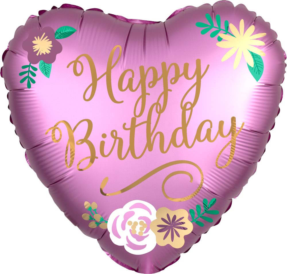 Happy Birthday Satin Heart Shape