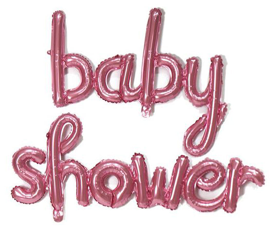 Script Baby Shower PINK - Air-Filled - NON FLYING / NO HELIUM