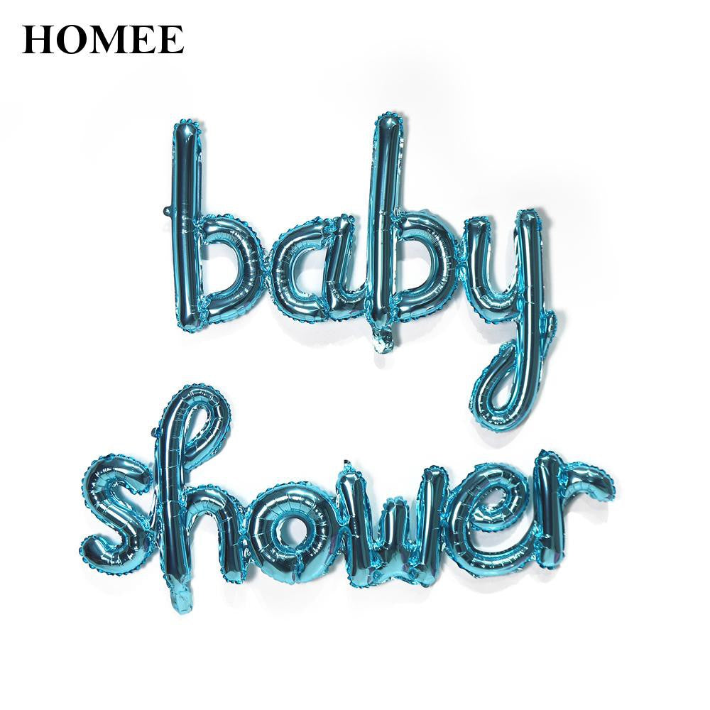 Script Baby Shower BLUE Air-Filled - Air-Filled - NON FLYING / NO HELIUM