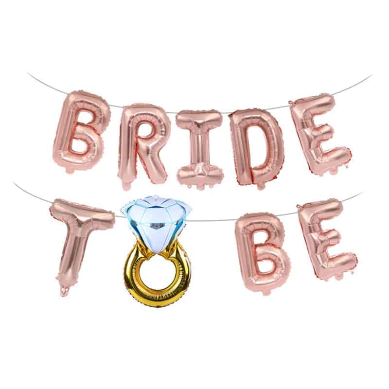 16" Bride To Be Alphabet Foil Balloons Banner- Air-Filled - NON FLYING / NO HELIUM